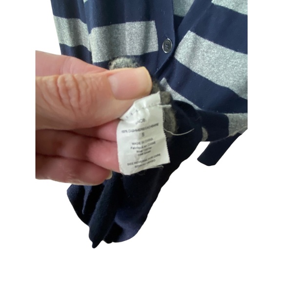 Vince cashmere striped button cardigan navy and grey EUC - Picture 5 of 7